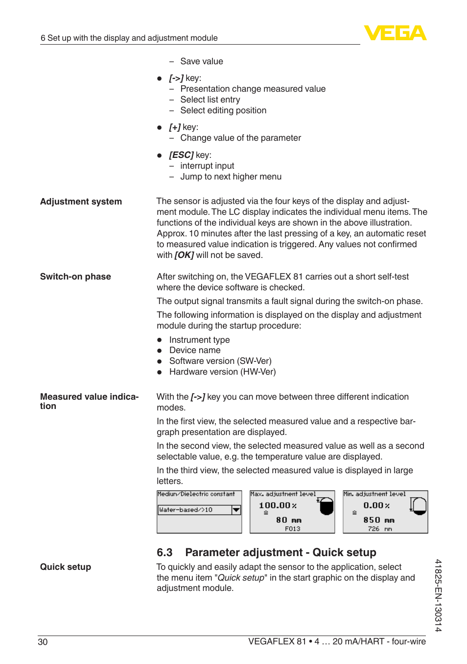VEGA VEGAFLEX 81 4 … 20 mA_HART - four-wire User Manual | Page 30 / 88
