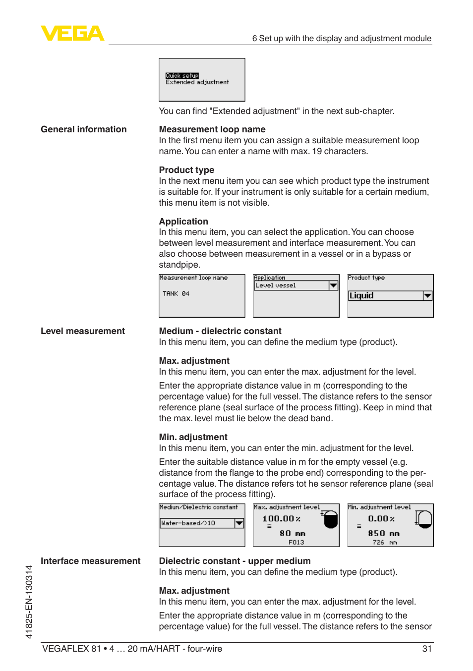 VEGA VEGAFLEX 81 4 … 20 mA_HART - four-wire User Manual | Page 31 / 88