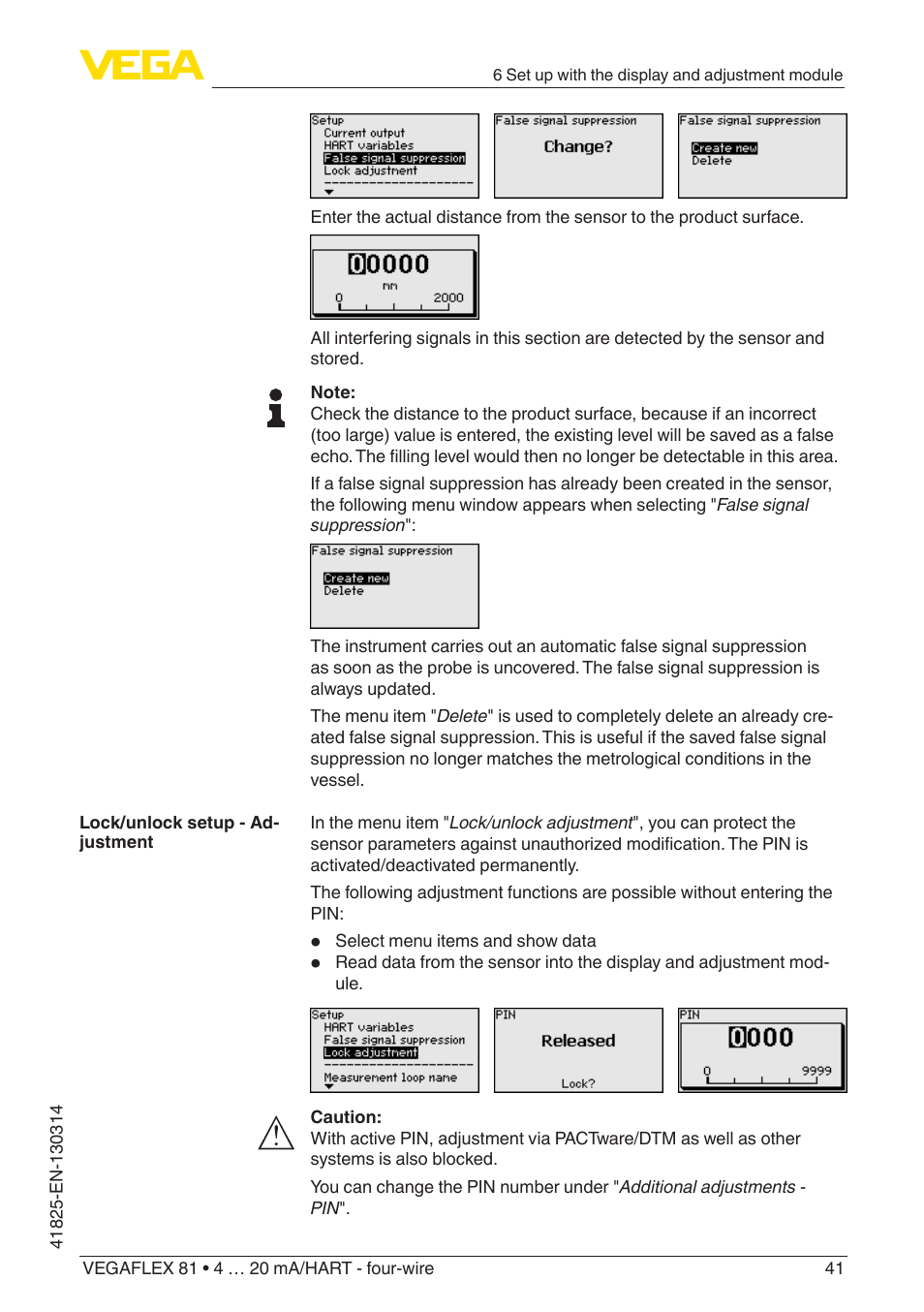 VEGA VEGAFLEX 81 4 … 20 mA_HART - four-wire User Manual | Page 41 / 88