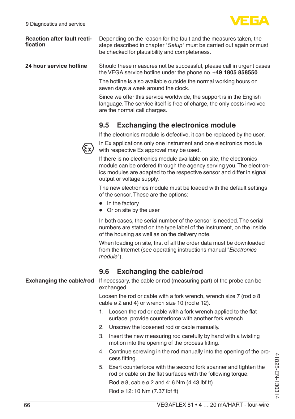 VEGA VEGAFLEX 81 4 … 20 mA_HART - four-wire User Manual | Page 66 / 88