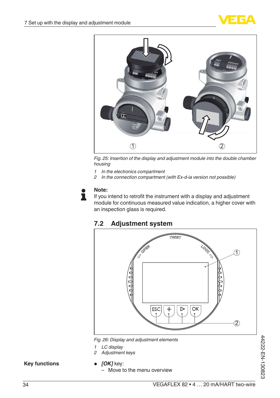 2 adjustment system | VEGA VEGAFLEX 82 4 … 20 mA_HART two-wire Rod and cable probe With SIL qualification User Manual | Page 34 / 96