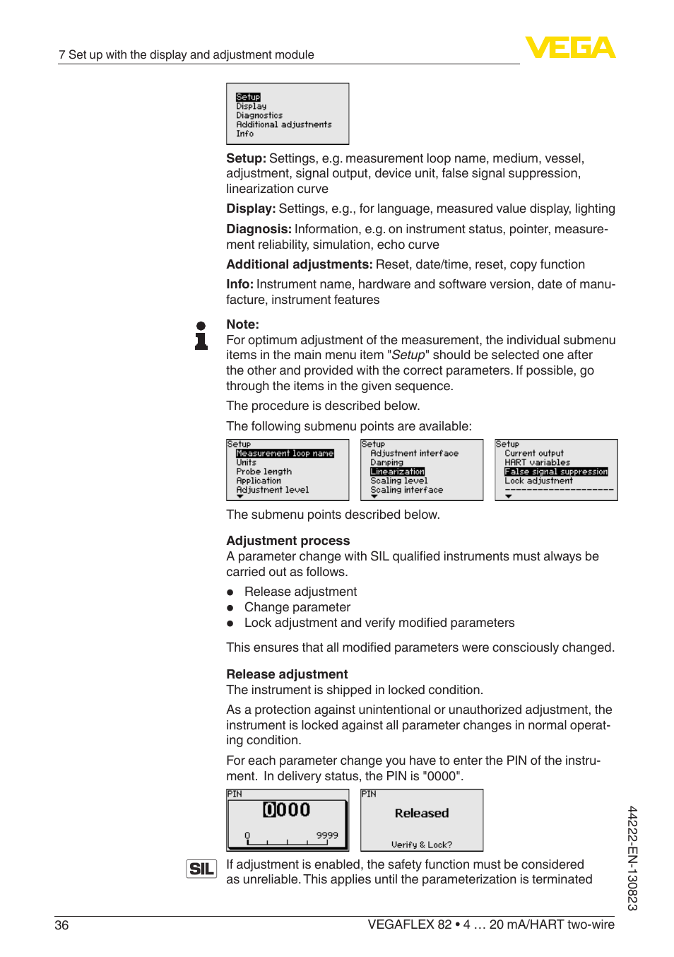 VEGA VEGAFLEX 82 4 … 20 mA_HART two-wire Rod and cable probe With SIL qualification User Manual | Page 36 / 96