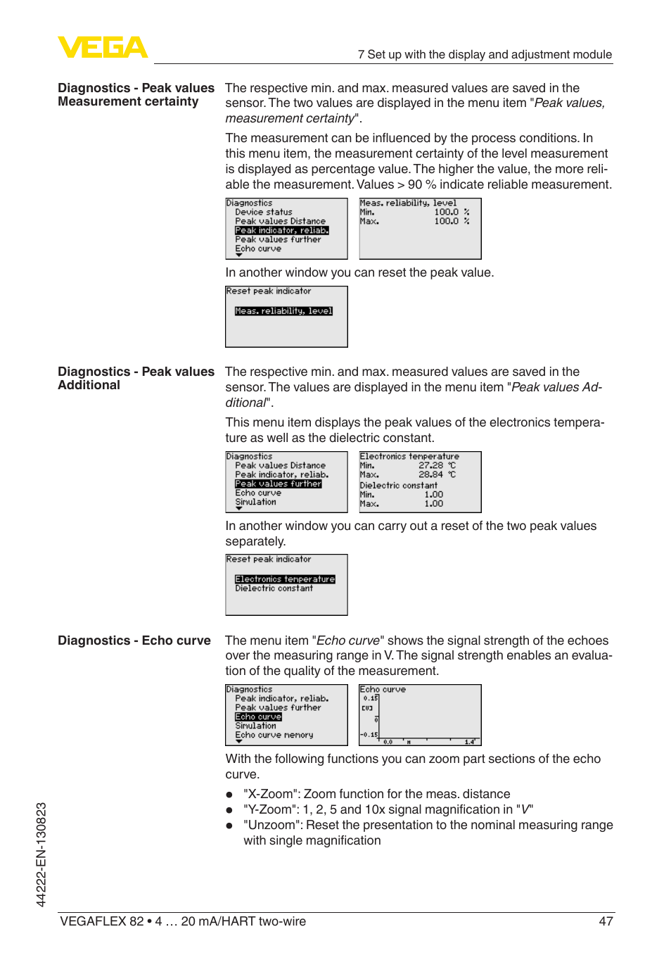 VEGA VEGAFLEX 82 4 … 20 mA_HART two-wire Rod and cable probe With SIL qualification User Manual | Page 47 / 96