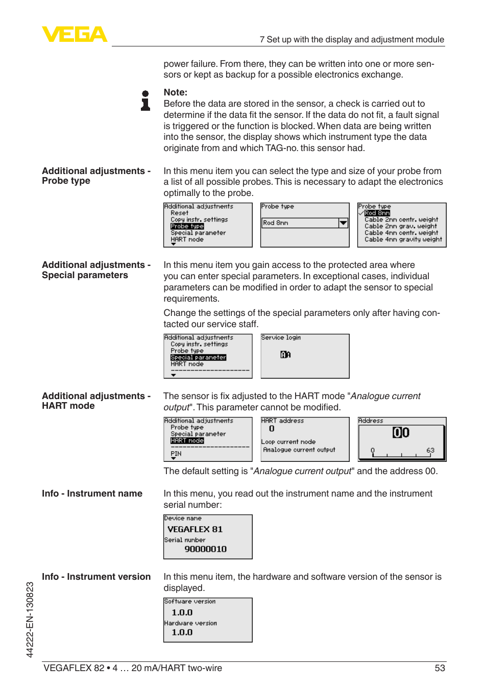 VEGA VEGAFLEX 82 4 … 20 mA_HART two-wire Rod and cable probe With SIL qualification User Manual | Page 53 / 96