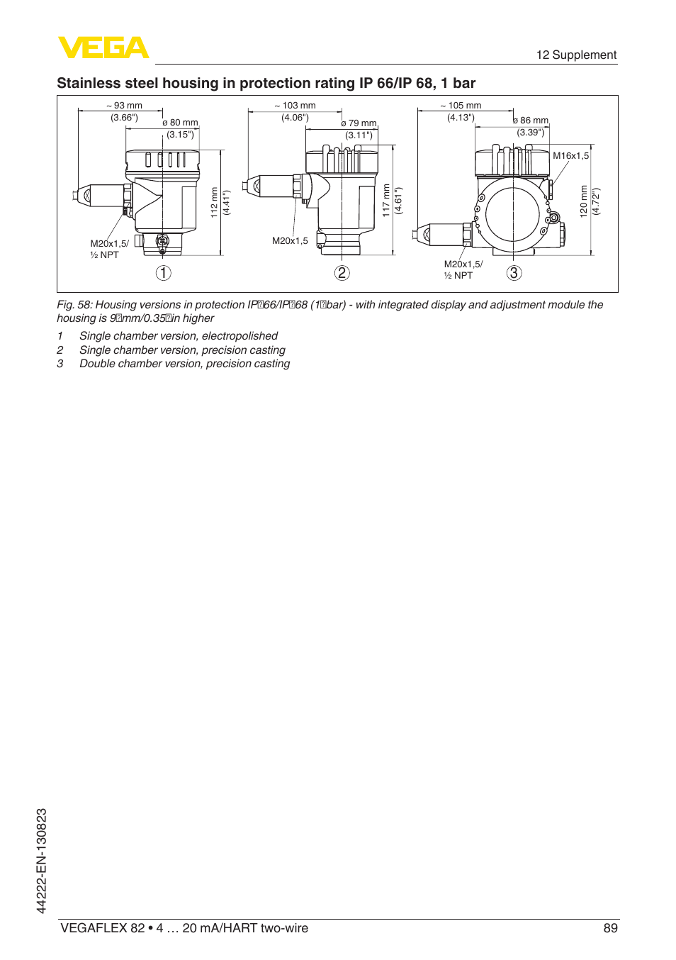 VEGA VEGAFLEX 82 4 … 20 mA_HART two-wire Rod and cable probe With SIL qualification User Manual | Page 89 / 96