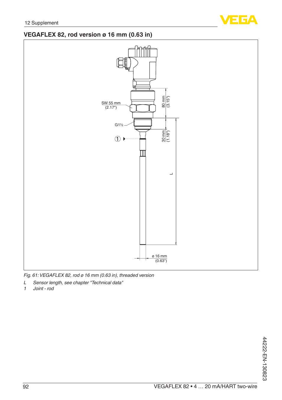 VEGA VEGAFLEX 82 4 … 20 mA_HART two-wire Rod and cable probe With SIL qualification User Manual | Page 92 / 96