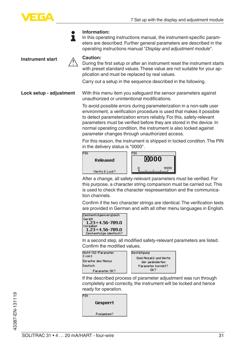 VEGA SOLITRAC 31 4 … 20 mA_HART - four-wire With SIL qualification User Manual | Page 31 / 84