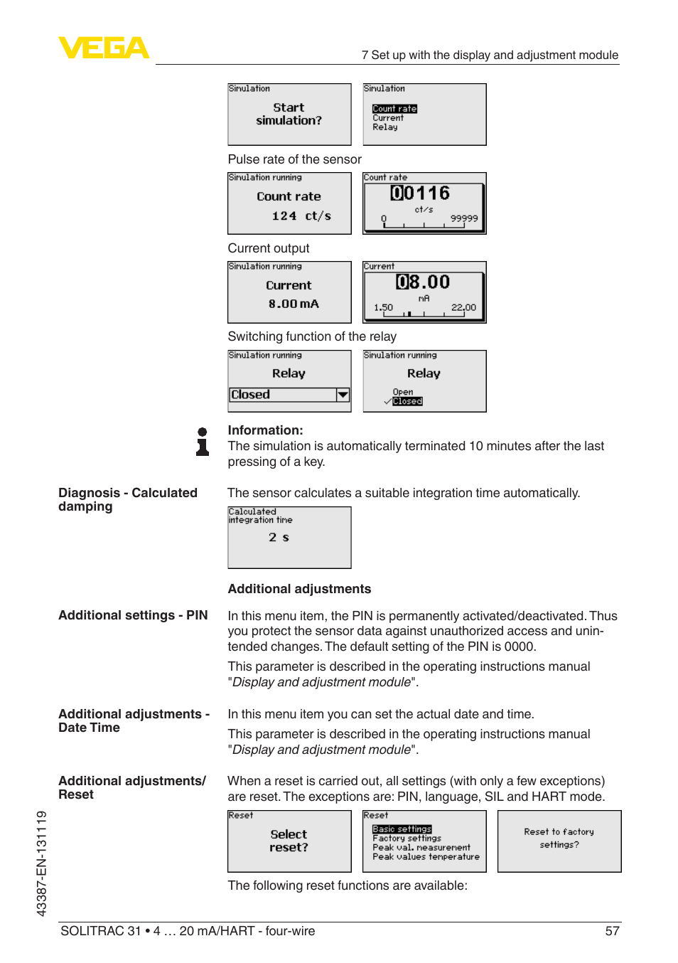 VEGA SOLITRAC 31 4 … 20 mA_HART - four-wire With SIL qualification User Manual | Page 57 / 84