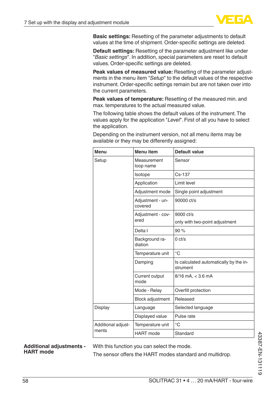 VEGA SOLITRAC 31 4 … 20 mA_HART - four-wire With SIL qualification User Manual | Page 58 / 84