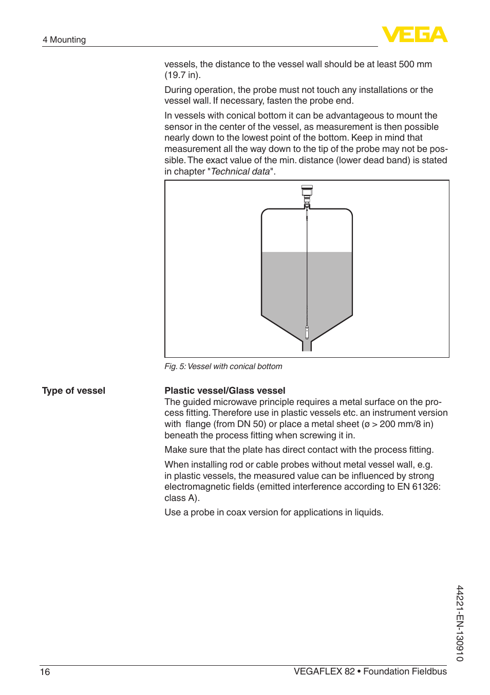 VEGA VEGAFLEX 82 Foundation Fieldbus User Manual | Page 16 / 100