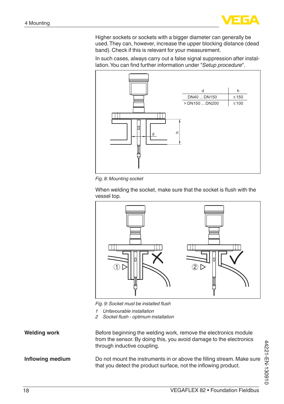 VEGA VEGAFLEX 82 Foundation Fieldbus User Manual | Page 18 / 100