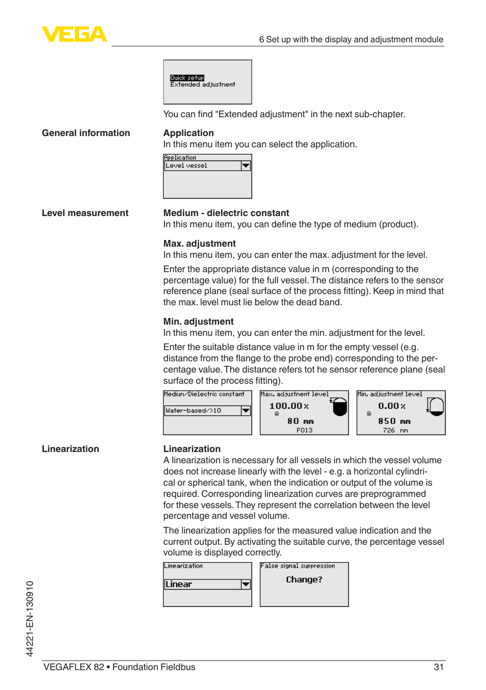 VEGA VEGAFLEX 82 Foundation Fieldbus User Manual | Page 31 / 100