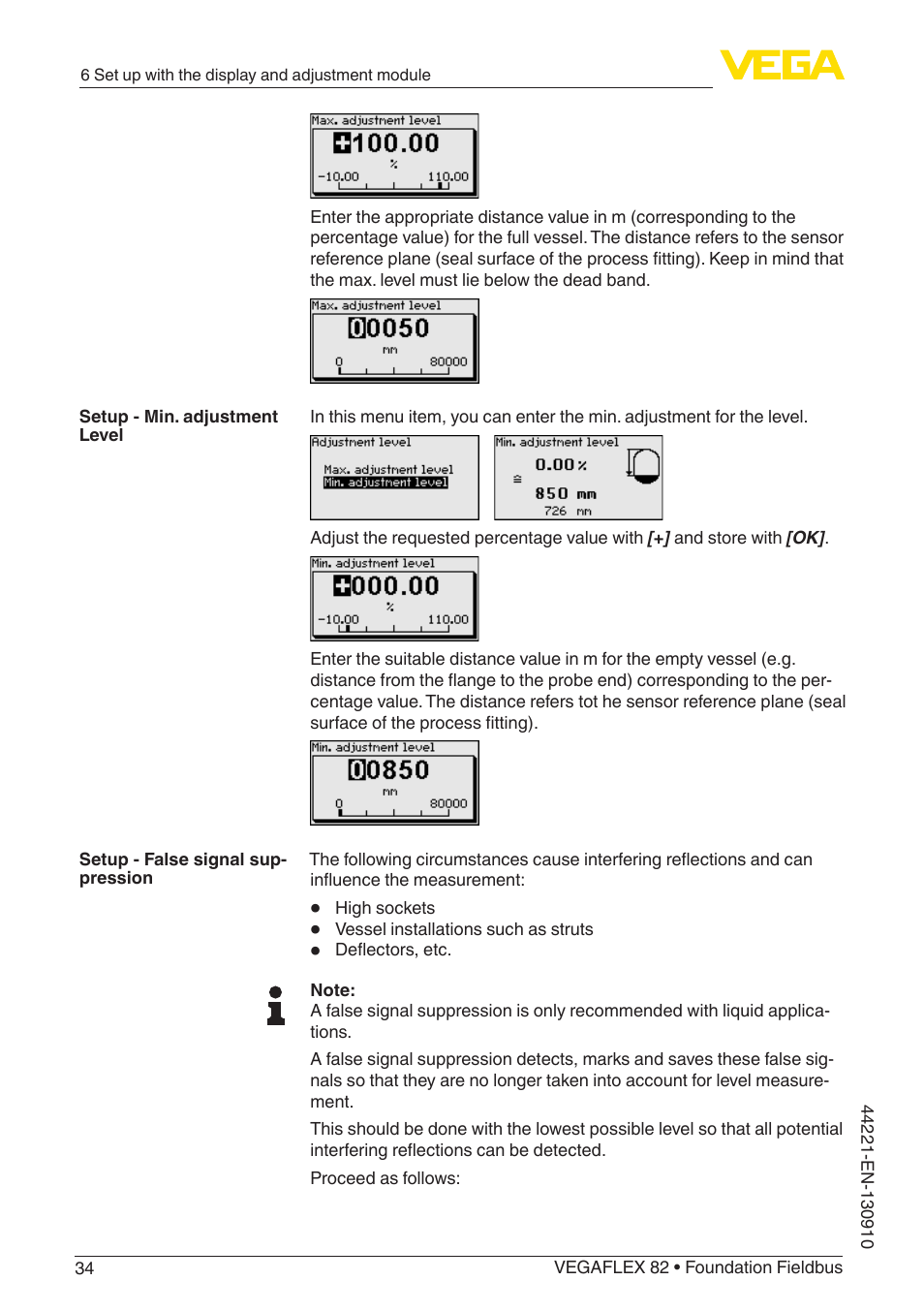 VEGA VEGAFLEX 82 Foundation Fieldbus User Manual | Page 34 / 100