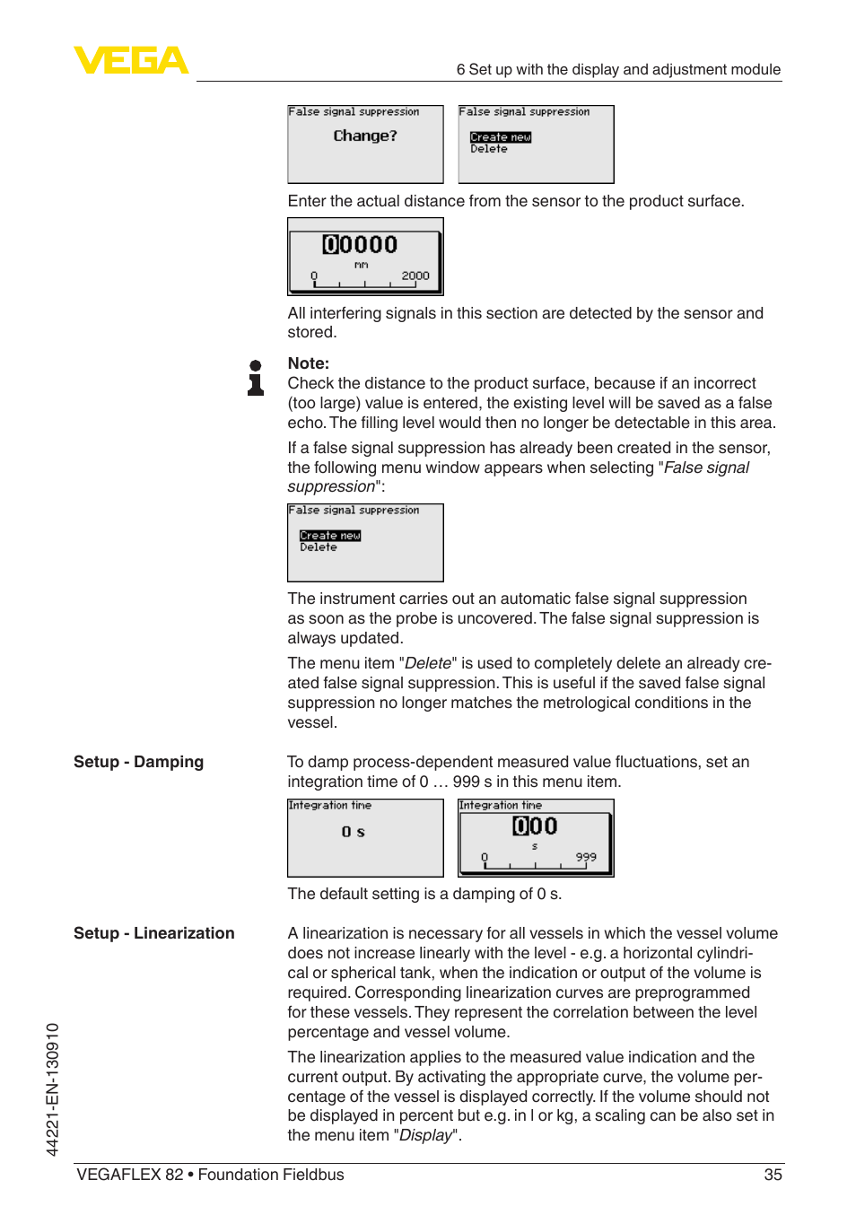 VEGA VEGAFLEX 82 Foundation Fieldbus User Manual | Page 35 / 100