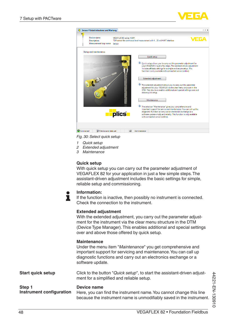 VEGA VEGAFLEX 82 Foundation Fieldbus User Manual | Page 48 / 100