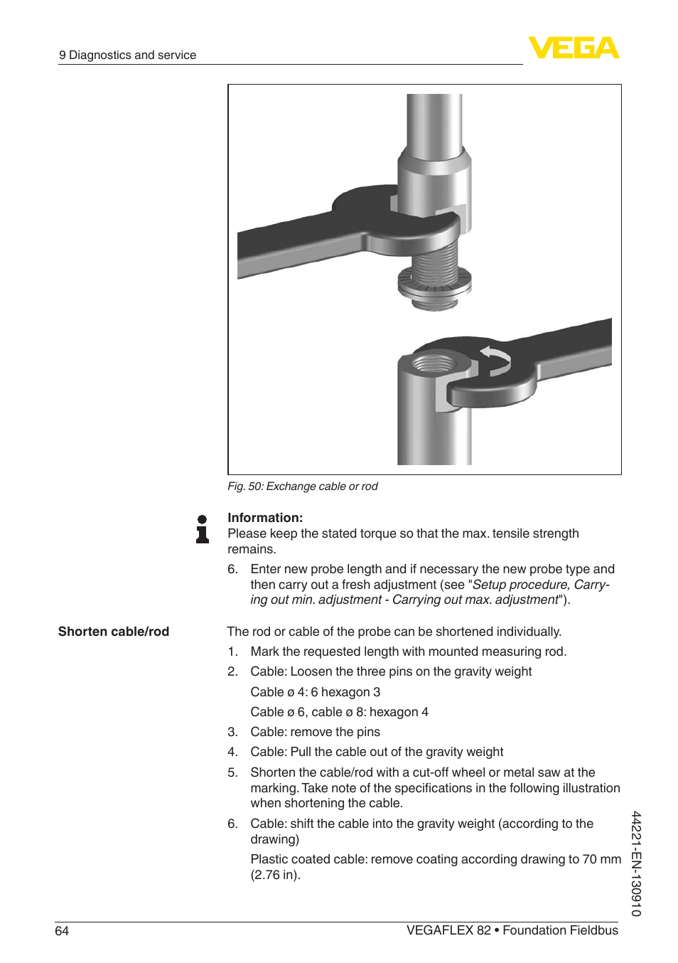 VEGA VEGAFLEX 82 Foundation Fieldbus User Manual | Page 64 / 100