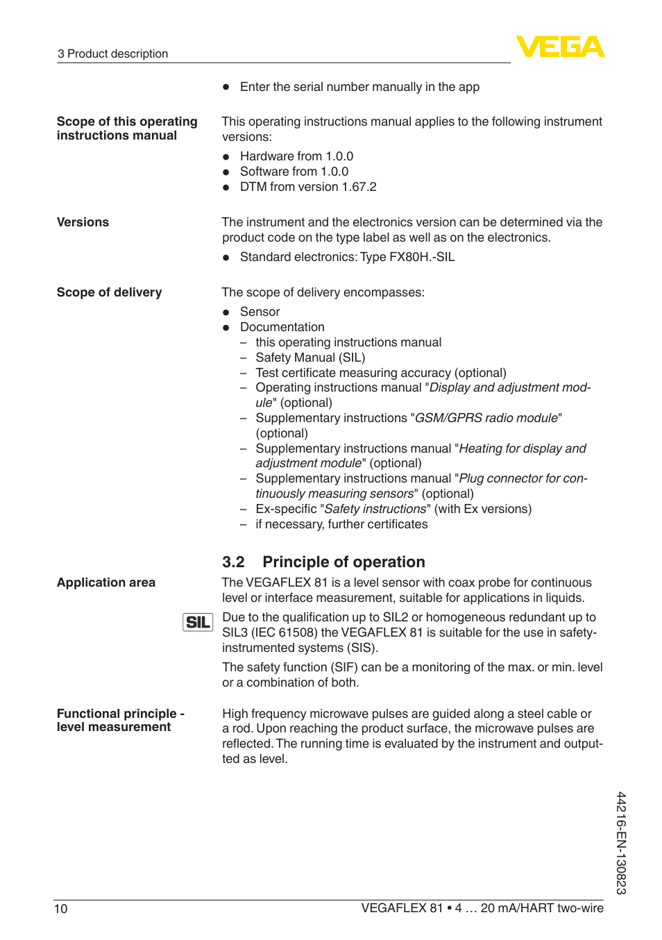 2 principle of operation | VEGA VEGAFLEX 81 4 … 20 mA_HART two-wire Coax probe With SIL qualification User Manual | Page 10 / 92