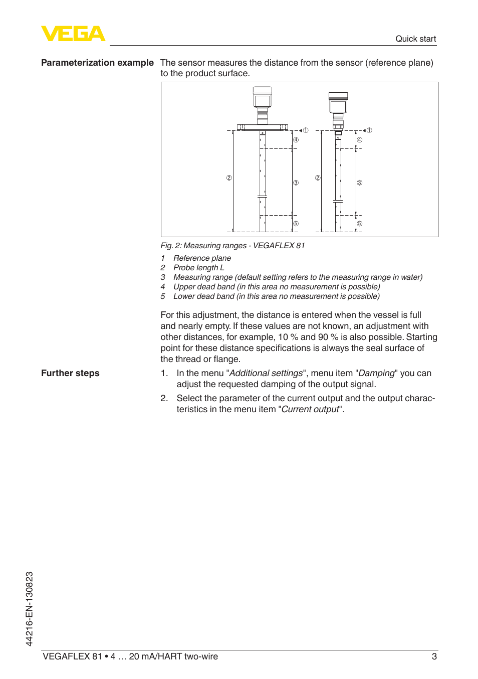 VEGA VEGAFLEX 81 4 … 20 mA_HART two-wire Coax probe With SIL qualification User Manual | Page 3 / 92