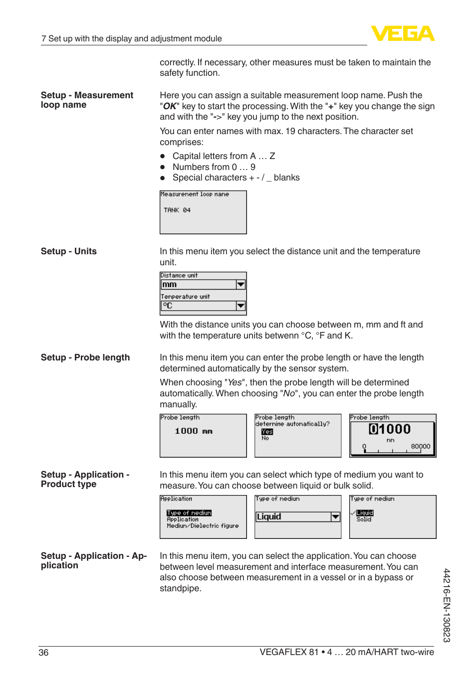 VEGA VEGAFLEX 81 4 … 20 mA_HART two-wire Coax probe With SIL qualification User Manual | Page 36 / 92