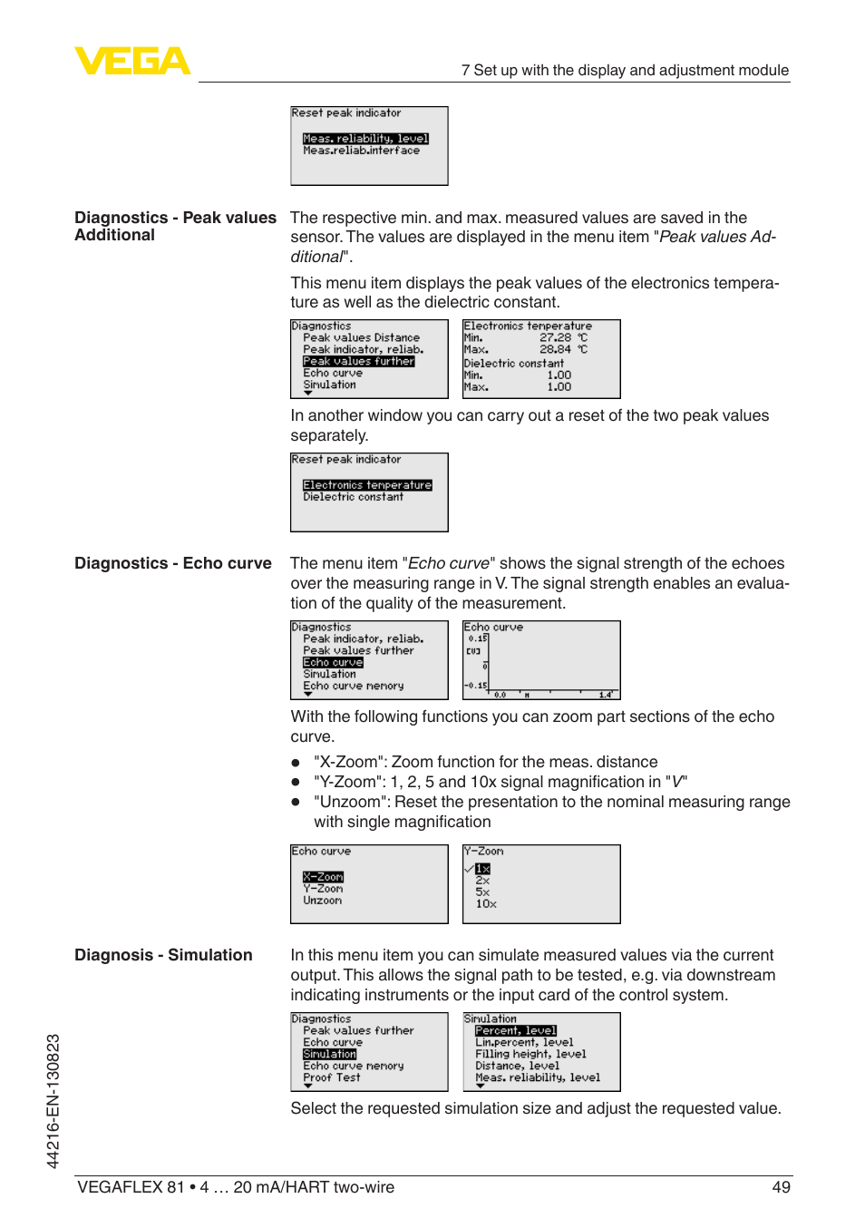 VEGA VEGAFLEX 81 4 … 20 mA_HART two-wire Coax probe With SIL qualification User Manual | Page 49 / 92