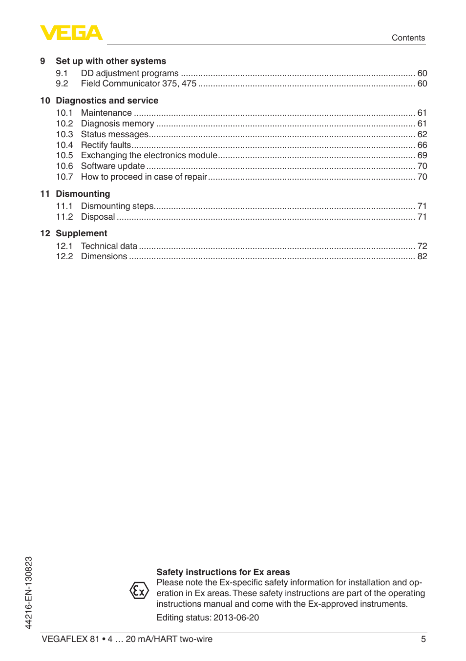 VEGA VEGAFLEX 81 4 … 20 mA_HART two-wire Coax probe With SIL qualification User Manual | Page 5 / 92