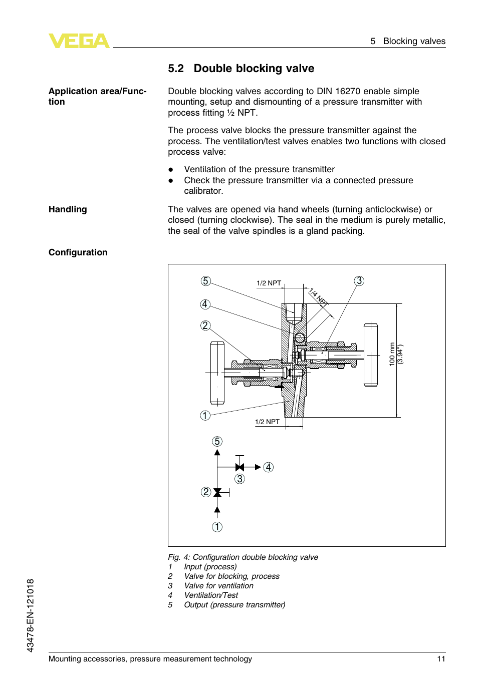 2 double blocking valve | VEGA Mounting accessories, pressure measurement technology User Manual | Page 11 / 32