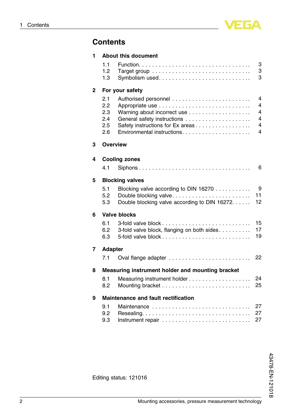 VEGA Mounting accessories, pressure measurement technology User Manual | Page 2 / 32