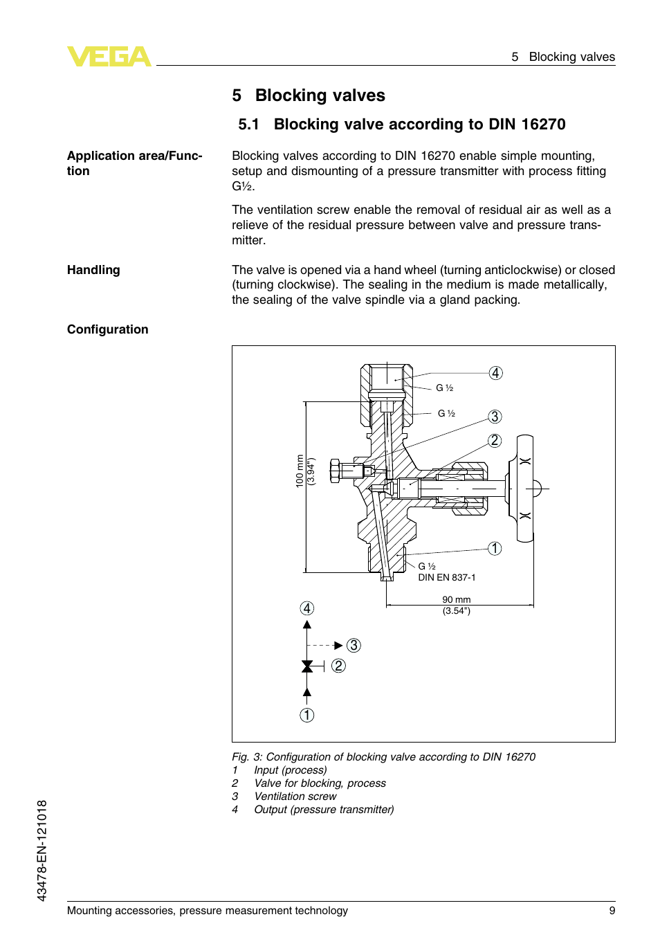 5 blocking valves, 1 blocking valve according to din16270, 5blocking valves | VEGA Mounting accessories, pressure measurement technology User Manual | Page 9 / 32