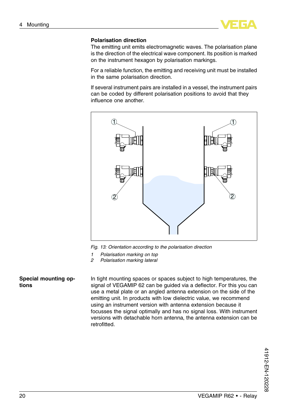 VEGA VEGAMIP R62 Receiving unit - Relay User Manual | Page 20 / 52