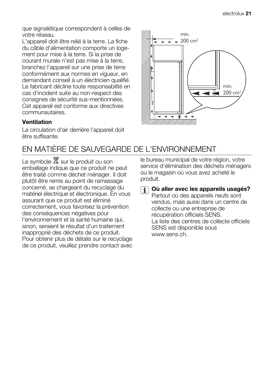 En matière de sauvegarde de l'environnement | Electrolux IG 123020 N User Manual | Page 21 / 44