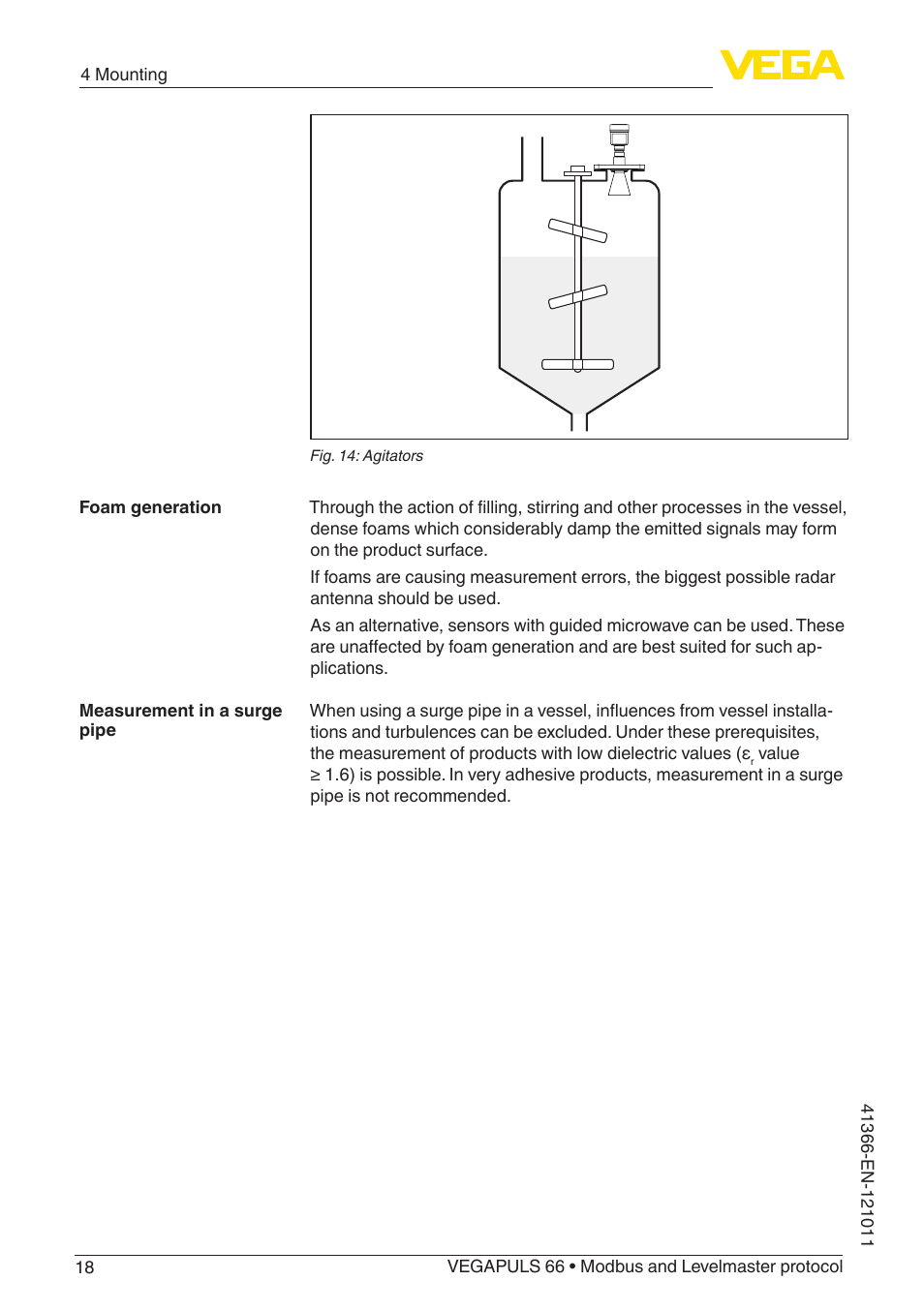 VEGA VEGAPULS 66 (≥ 2.0.0 - ≥ 4.0.0) Modbus and Levelmaster protocol User Manual | Page 18 / 84