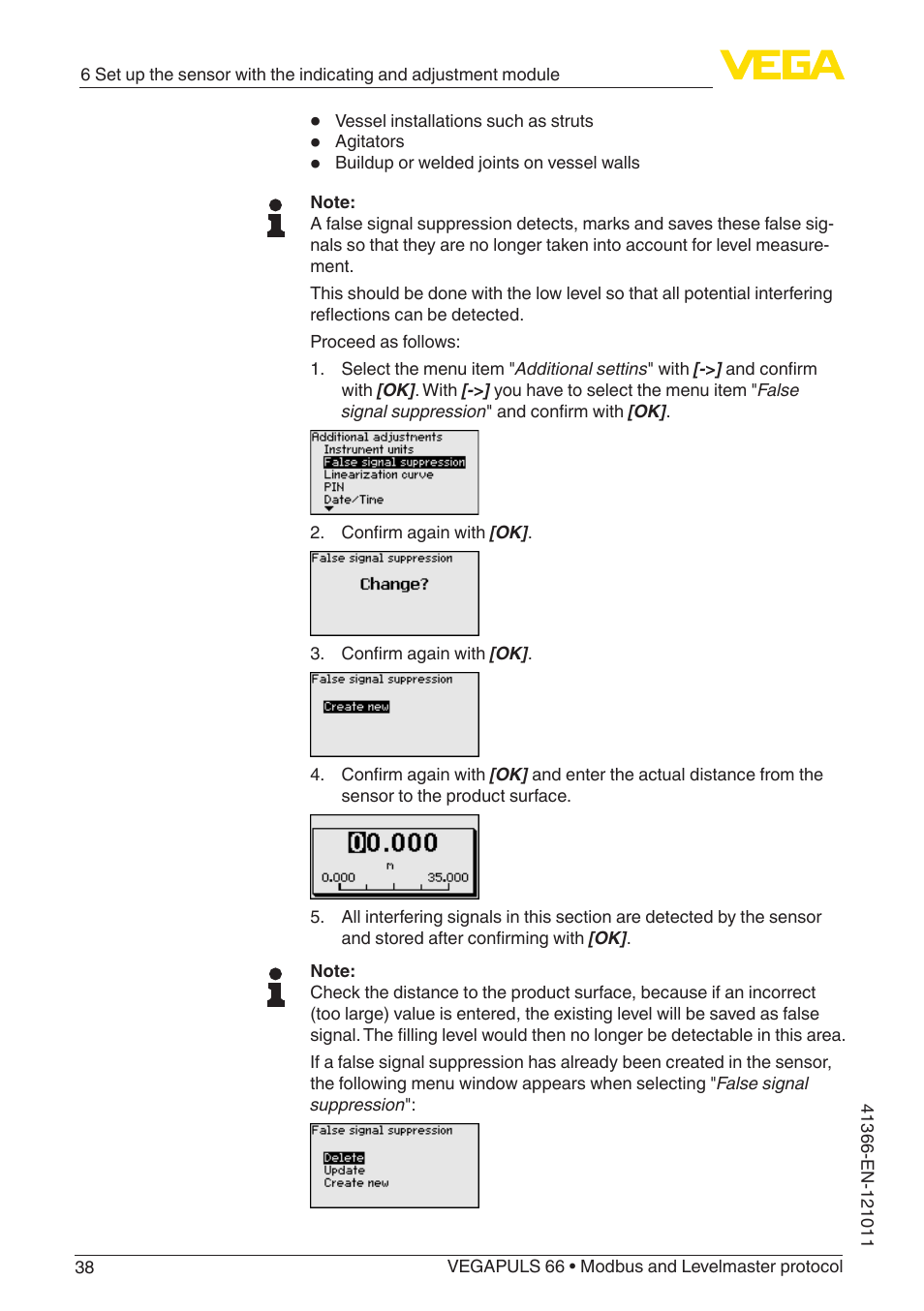 VEGA VEGAPULS 66 (≥ 2.0.0 - ≥ 4.0.0) Modbus and Levelmaster protocol User Manual | Page 38 / 84