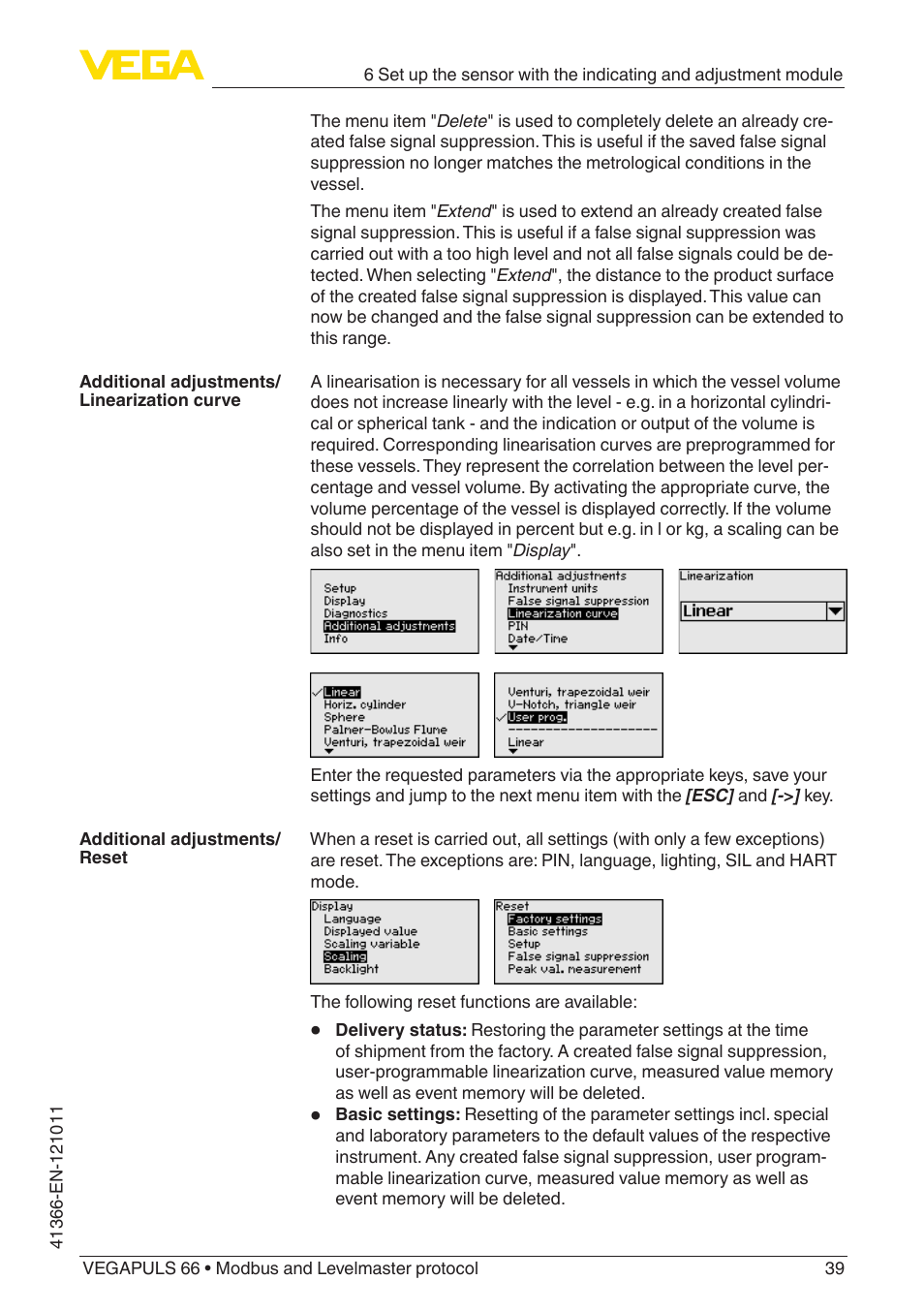 VEGA VEGAPULS 66 (≥ 2.0.0 - ≥ 4.0.0) Modbus and Levelmaster protocol User Manual | Page 39 / 84