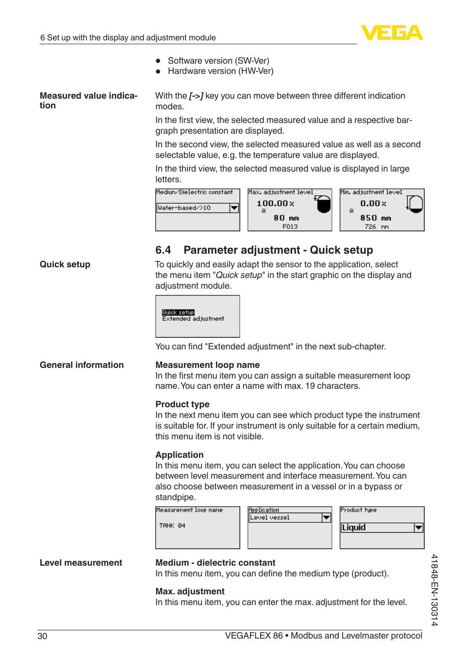 VEGA VEGAFLEX 86 Modbus and Levelmaster protocol User Manual | Page 30 / 104