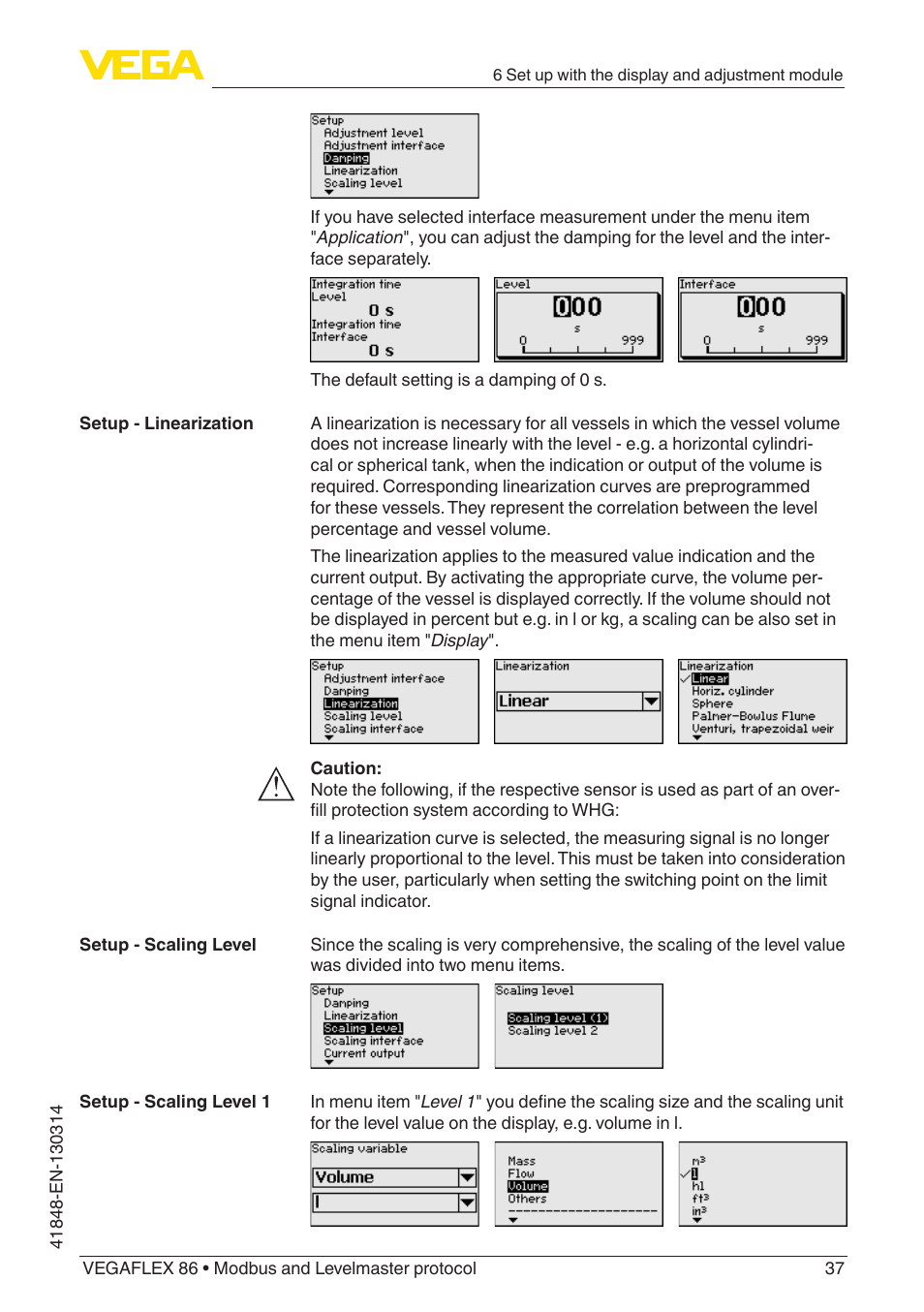 VEGA VEGAFLEX 86 Modbus and Levelmaster protocol User Manual | Page 37 / 104