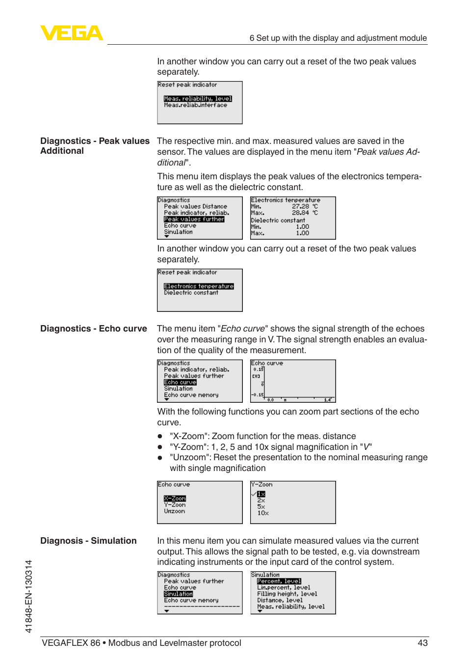 VEGA VEGAFLEX 86 Modbus and Levelmaster protocol User Manual | Page 43 / 104