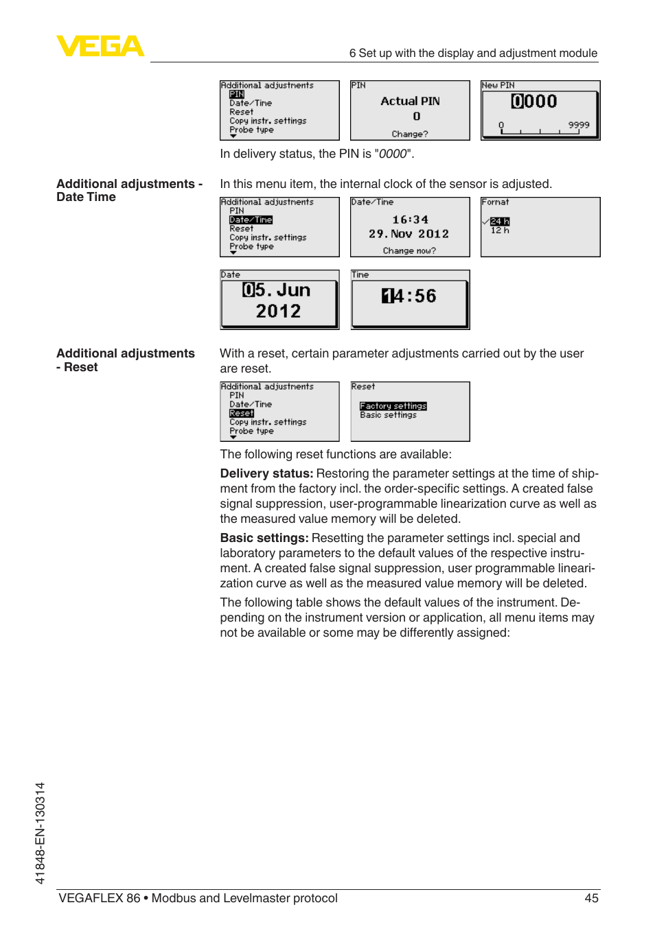 VEGA VEGAFLEX 86 Modbus and Levelmaster protocol User Manual | Page 45 / 104