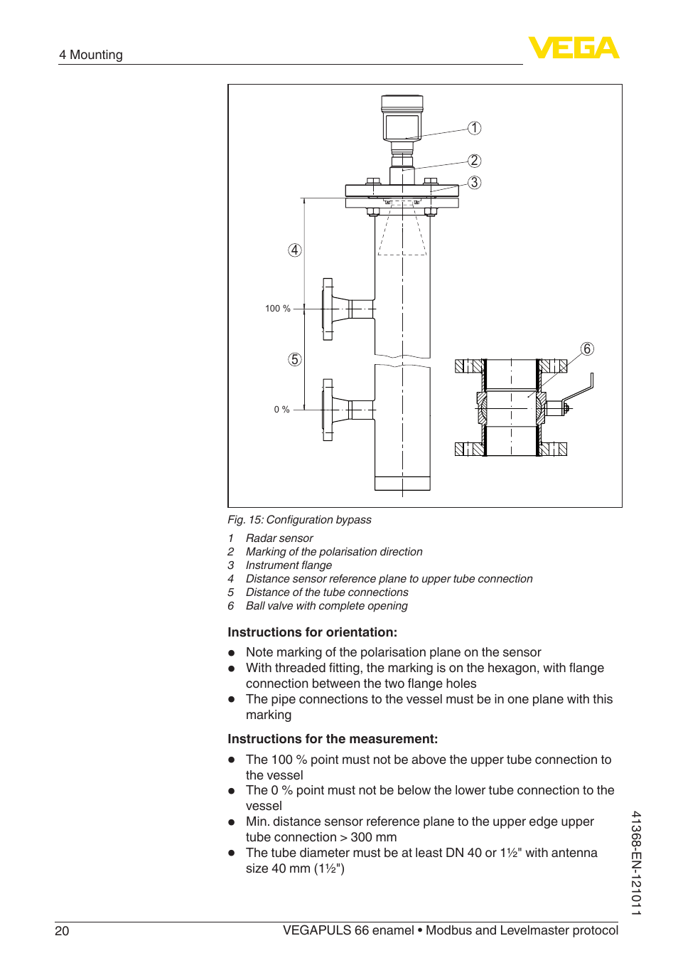 VEGA VEGAPULS 66 (≥ 2.0.0 - ≥ 4.0.0) enamel Modbus and Levelmaster protocol User Manual | Page 20 / 80