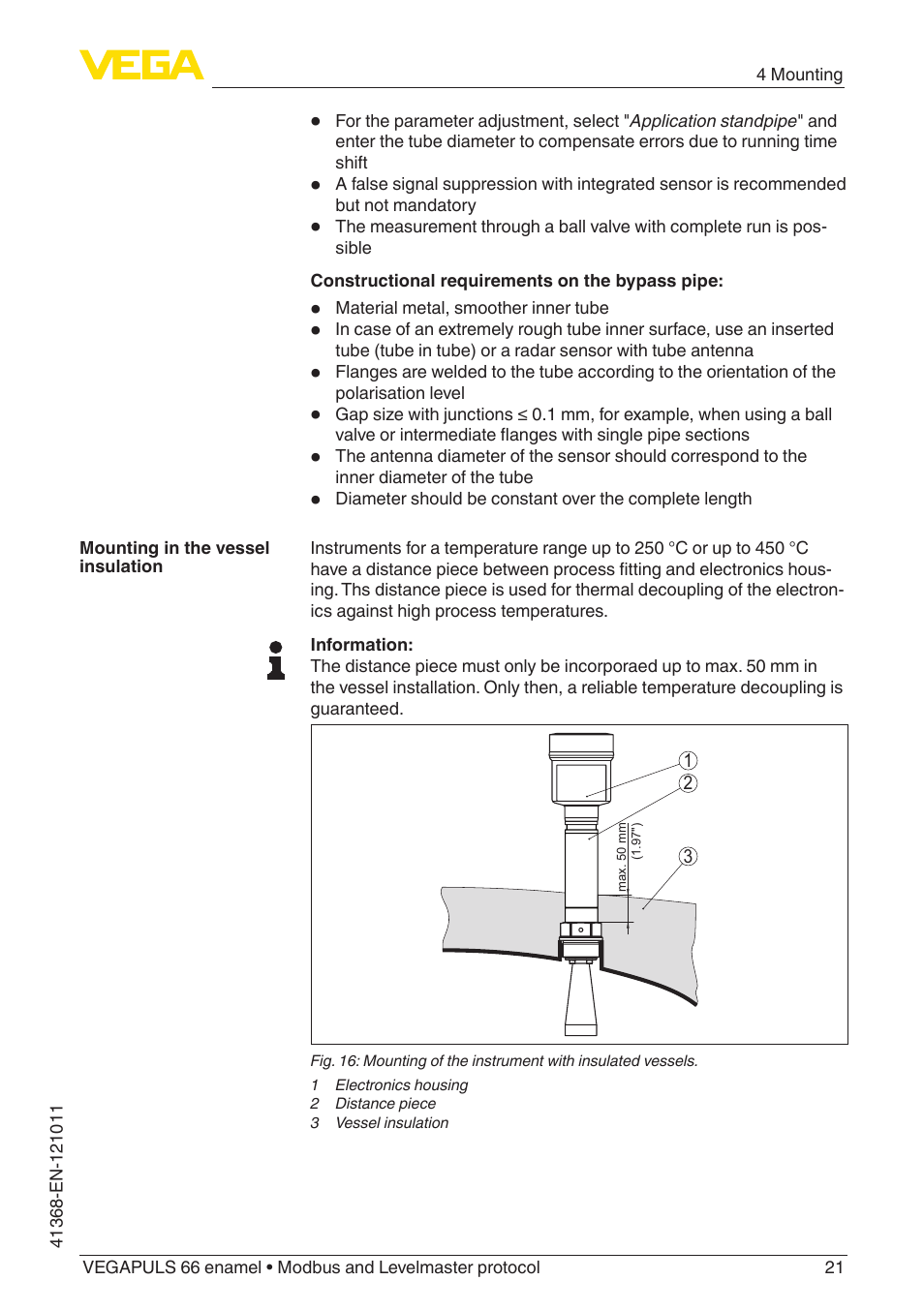 VEGA VEGAPULS 66 (≥ 2.0.0 - ≥ 4.0.0) enamel Modbus and Levelmaster protocol User Manual | Page 21 / 80