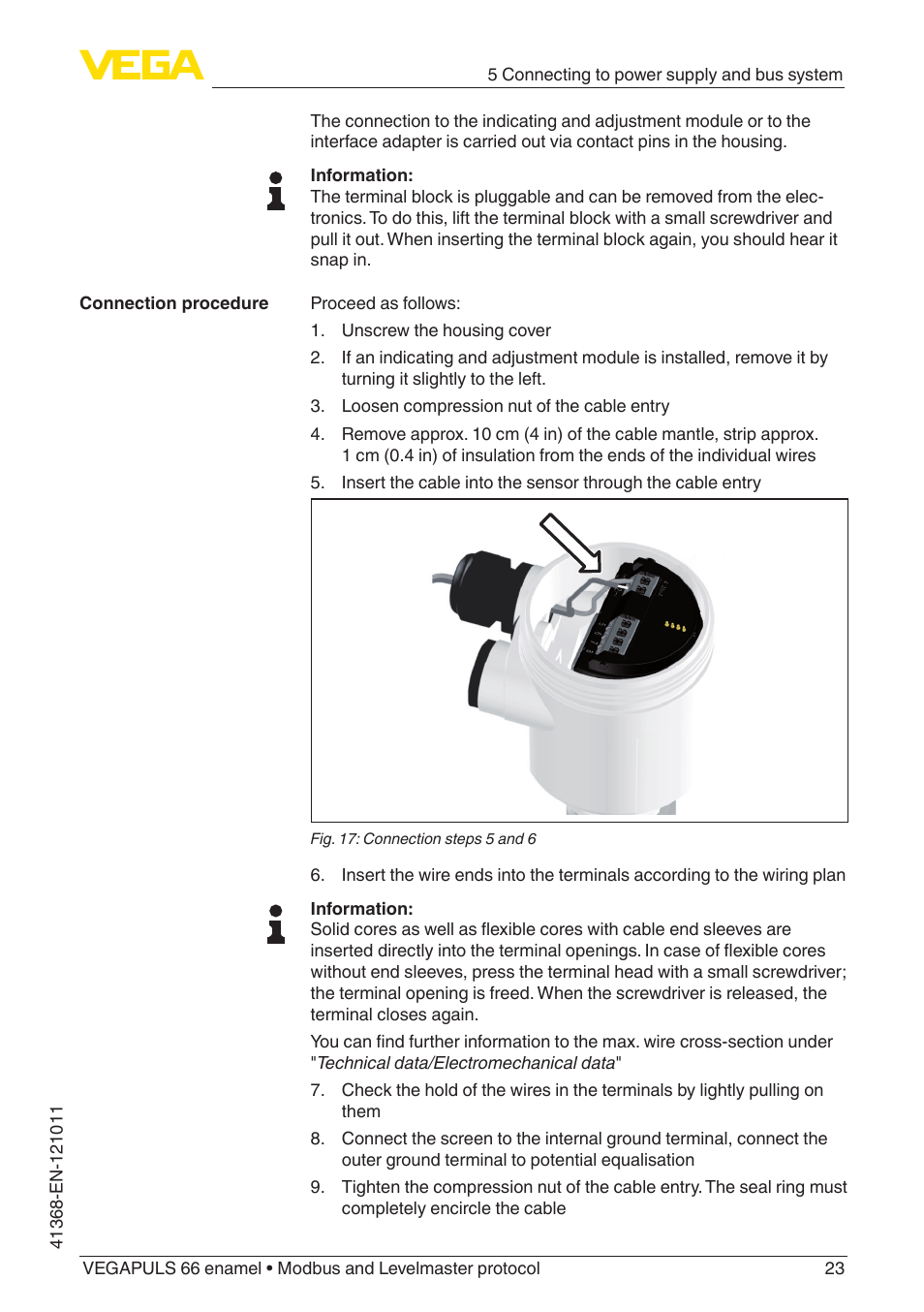 VEGA VEGAPULS 66 (≥ 2.0.0 - ≥ 4.0.0) enamel Modbus and Levelmaster protocol User Manual | Page 23 / 80