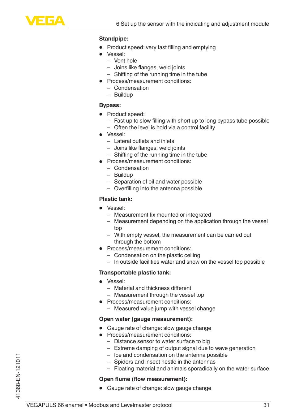 VEGA VEGAPULS 66 (≥ 2.0.0 - ≥ 4.0.0) enamel Modbus and Levelmaster protocol User Manual | Page 31 / 80