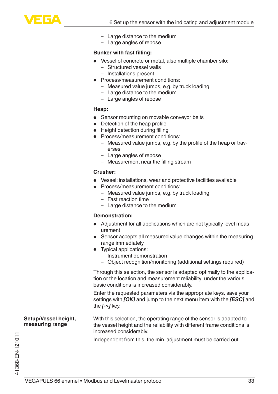 VEGA VEGAPULS 66 (≥ 2.0.0 - ≥ 4.0.0) enamel Modbus and Levelmaster protocol User Manual | Page 33 / 80