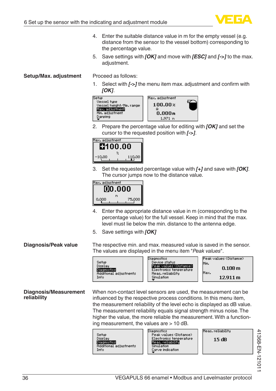 VEGA VEGAPULS 66 (≥ 2.0.0 - ≥ 4.0.0) enamel Modbus and Levelmaster protocol User Manual | Page 36 / 80