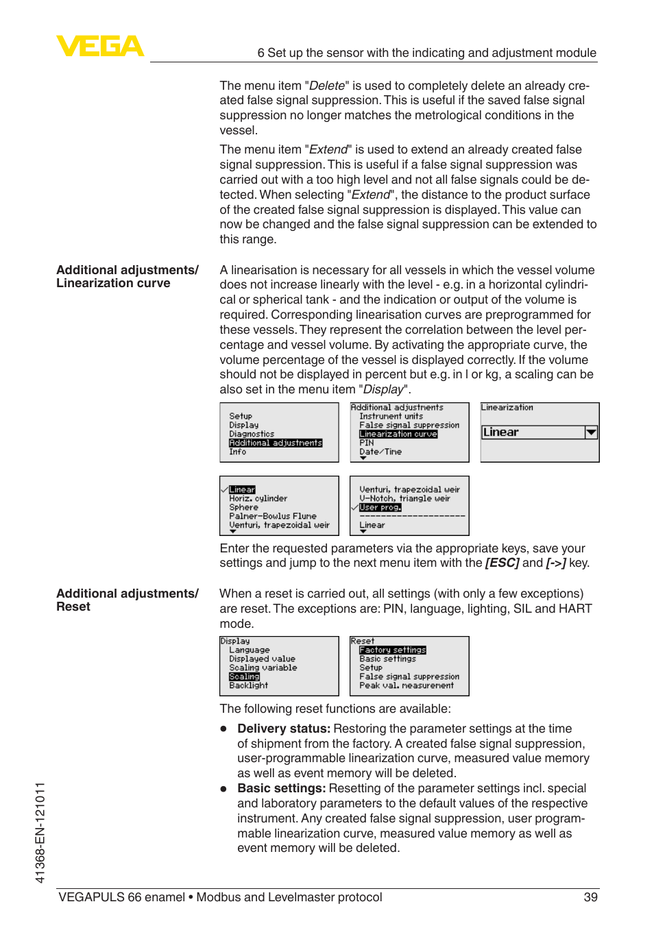 VEGA VEGAPULS 66 (≥ 2.0.0 - ≥ 4.0.0) enamel Modbus and Levelmaster protocol User Manual | Page 39 / 80
