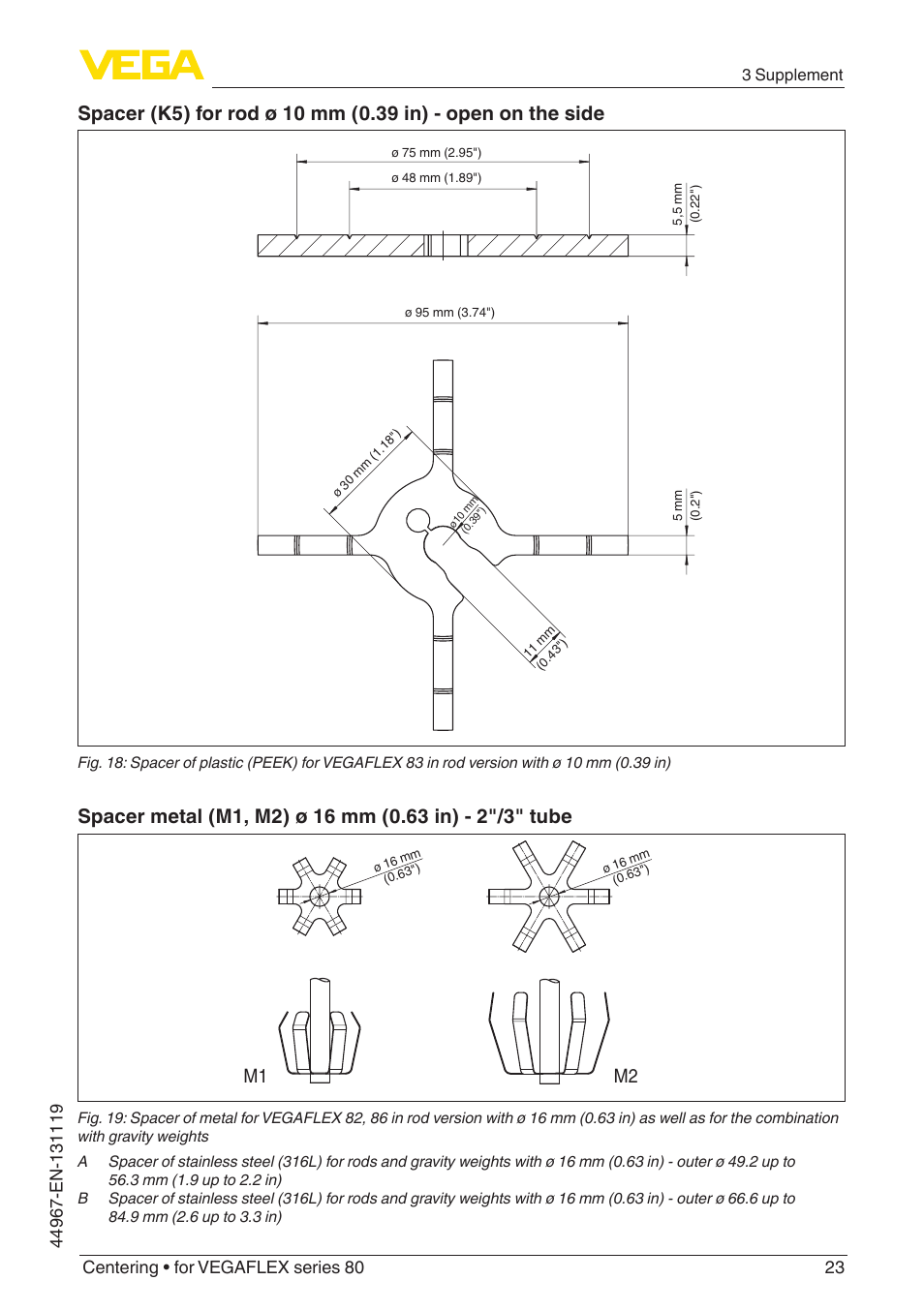 M1 m2 | VEGA VEGAFLEX series 80 Centering User Manual | Page 23 / 28