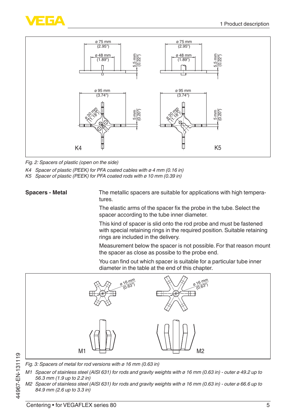 K4 k5, M1 m2 | VEGA VEGAFLEX series 80 Centering User Manual | Page 5 / 28