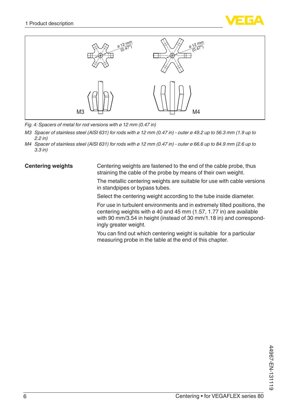 VEGA VEGAFLEX series 80 Centering User Manual | Page 6 / 28