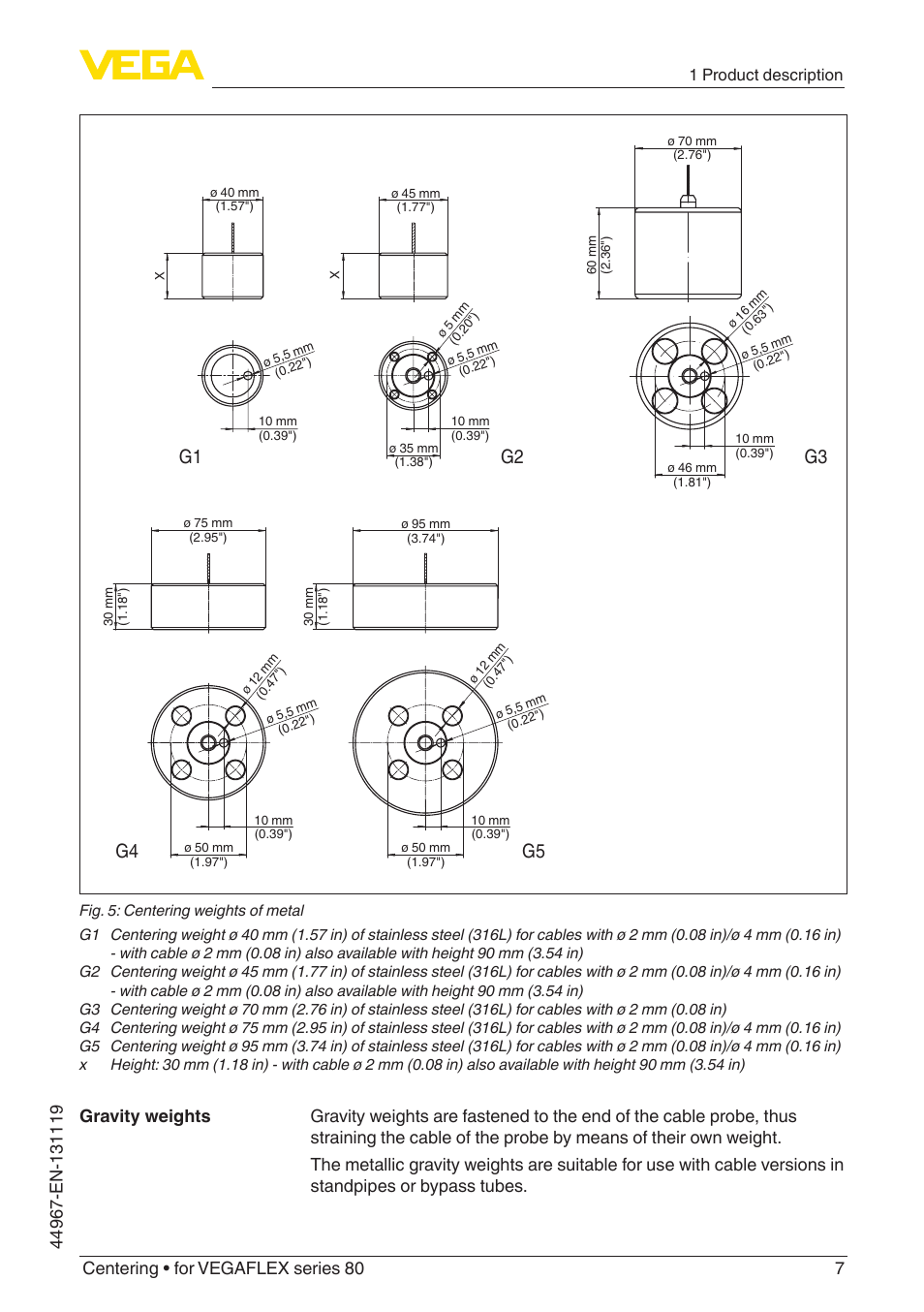 VEGA VEGAFLEX series 80 Centering User Manual | Page 7 / 28
