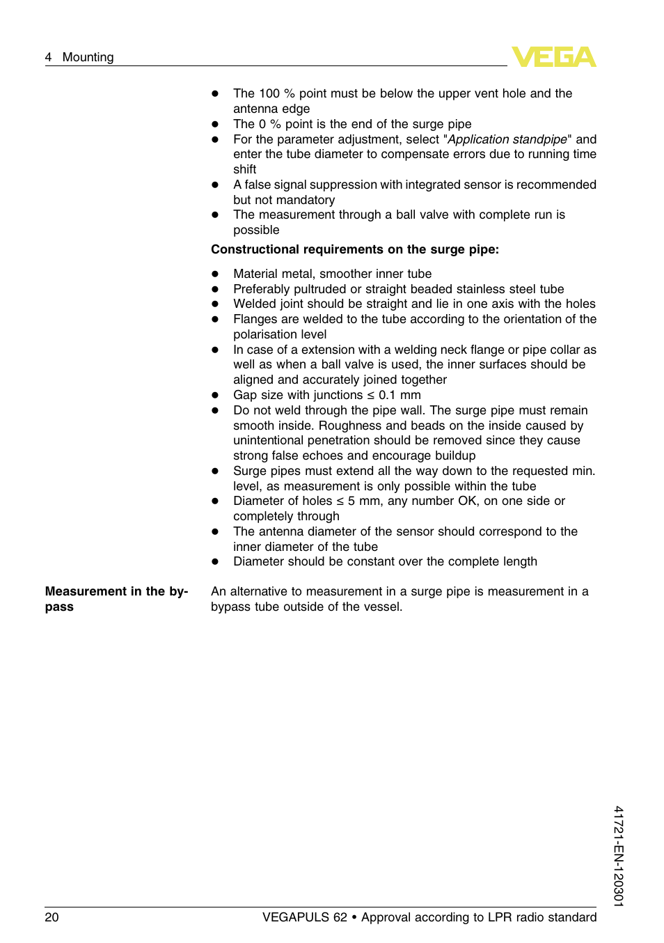 VEGA VEGAPULS 62 (≥ 2.0.0 - ≥ 4.0.0) Foundation Fieldbus Approval according to LPR radio standard User Manual | Page 20 / 96