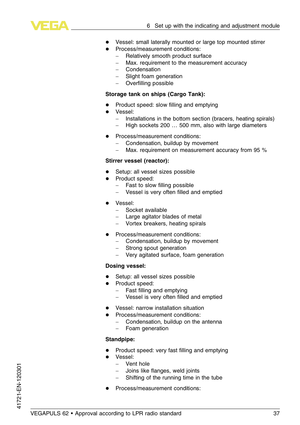 VEGA VEGAPULS 62 (≥ 2.0.0 - ≥ 4.0.0) Foundation Fieldbus Approval according to LPR radio standard User Manual | Page 37 / 96